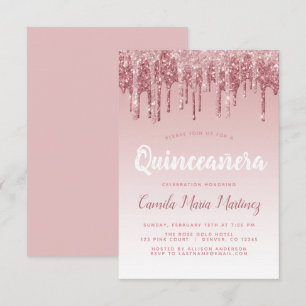 Invitation Rose Gold Sparkle Parties scintillant Quinceanera 