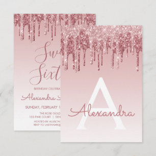 Invitation Rose Gold Sparkle Parties scintillant Sweet sixtee