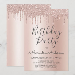 Invitation Rose Gold Sparkle Parties scintillant Tout âge Ann