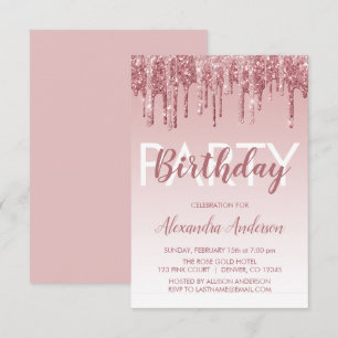 Invitation Rose Gold Sparkle Parties scintillant Tout âge Ann