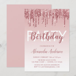Invitation Rose Gold Sparkle Parties scintillant Tout âge Ann