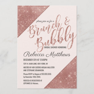 Invitation Rose Gold Sparkling Parties scintillant Sequin Bru