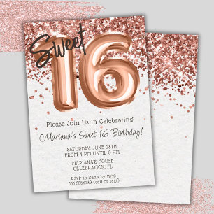 Invitation Rose Gold Sweet 16 Anniversaire