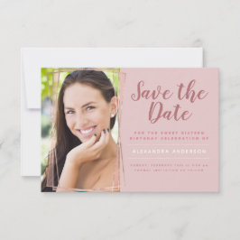 Invitation Rose Gold Sweet 16 Anniversaire Enregistrer la dat