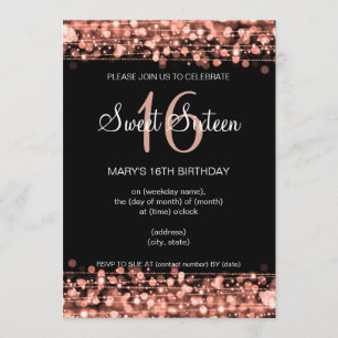 Invitation Rose Gold Sweet 16 Anniversaires