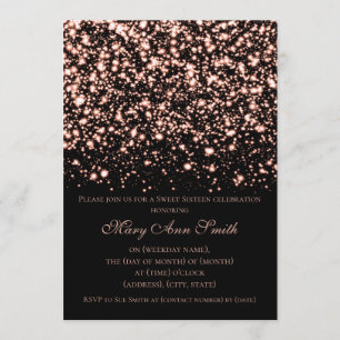 Invitation Rose Gold Sweet sixteen Party Midnight Glam