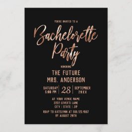 Invitation Rose Gold Typographie Bachelorette Party Invitatio