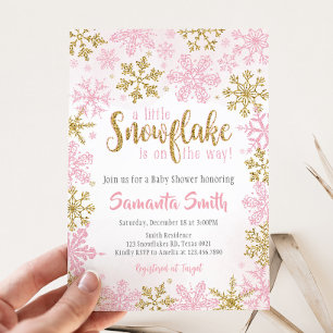 Invitation Rose Gold Un peu de flocons est en route