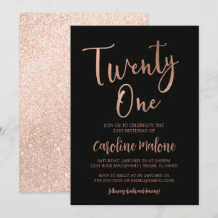Invitation Rose Gold Vingt et un appel d'anniversaire   PARTI