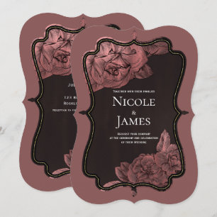 Invitation Rose Gold Vintage Rose Poussiéreuse Élégant Glam M