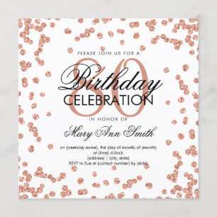 Invitation Rose Gold White 80e anniversaire Parties scintilla