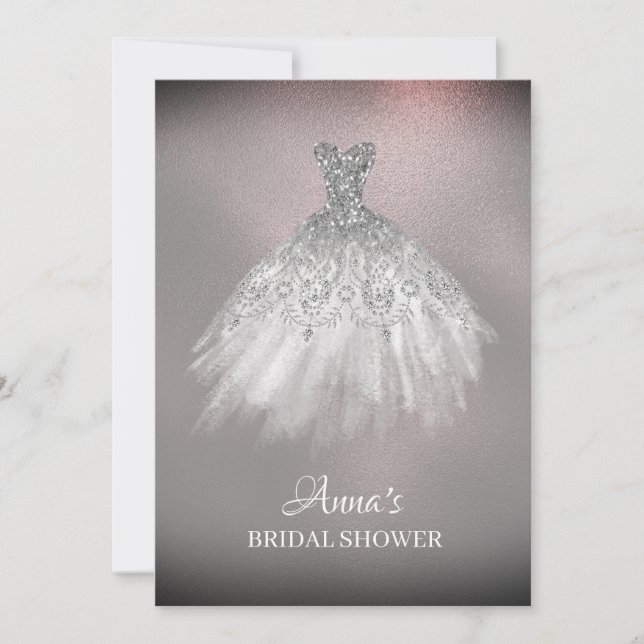 Invitation *~* Rose Gold White Gown Fête de l'mariée (Devant)