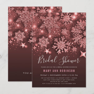 Invitation Rose Gold Winter Fête de l'mariée Parties scintill