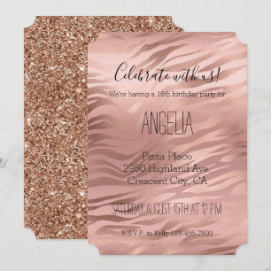 Invitation Rose Gold Zebra Print