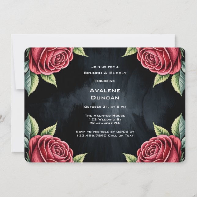 Invitation Rose gothique Brunch & Bubbly (Devant)