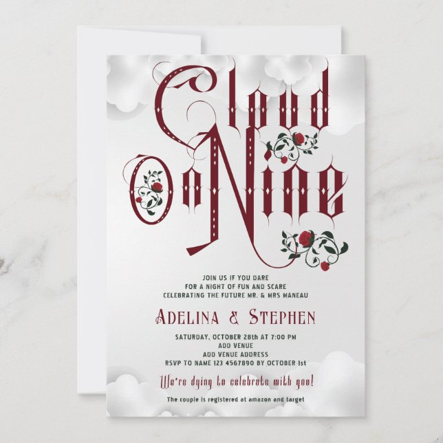 Invitation Rose gothique Cloud Neuf Couples Wedding shower (Devant)