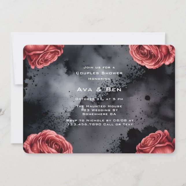 Invitation Rose gothique Couple Couple Frame Douche (Devant)