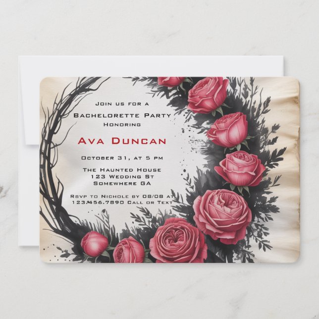 Invitation Rose gothique Frame Bachelorette Party (Devant)
