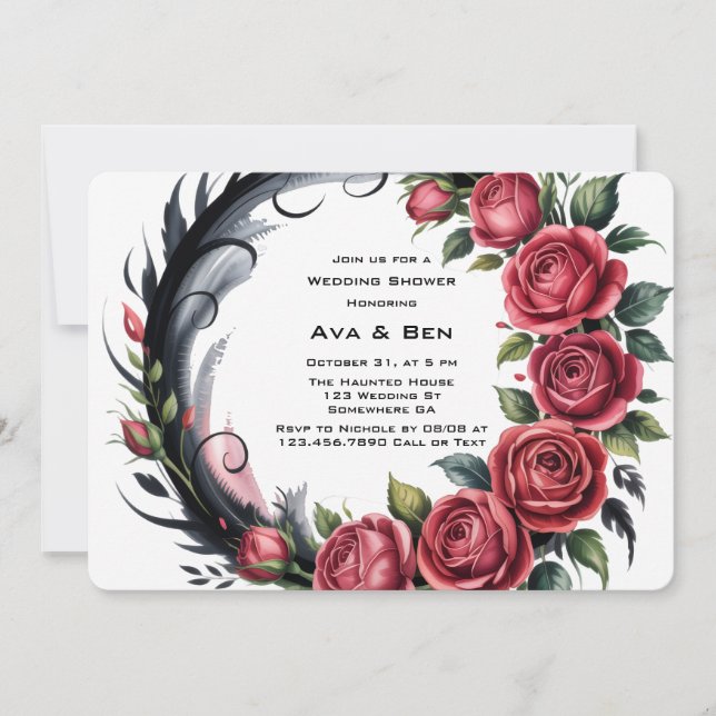 Invitation Rose gothique Wedding shower de cadre (Devant)