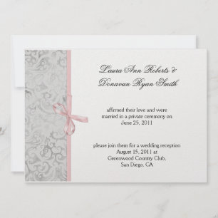 Invitation Rose Gris Blanc Damask Après Mariage
