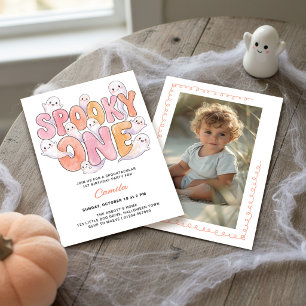 Invitation Rose Groovy Spooky One 1er Anniversaire Photo Fant