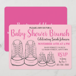 Invitation Rose Gros Chaussures Fille Nouveau bébé Douche