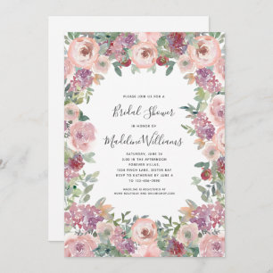 Invitation rose Hydrangea de douche nuptiale