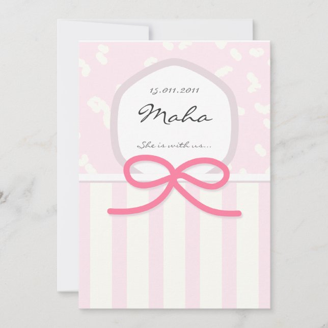 Invitation Rose islamique de lit d'invitation de naissance (Devant)