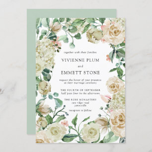Invitation Rose ivoire Hydrangea Mariage Floral