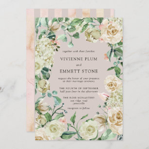 Invitation Rose ivoire Hydrangea Mariage Floral