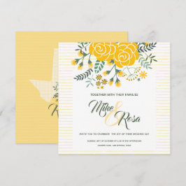 Invitation Rose jaune du Texas - En vichy avec Mariage Rose