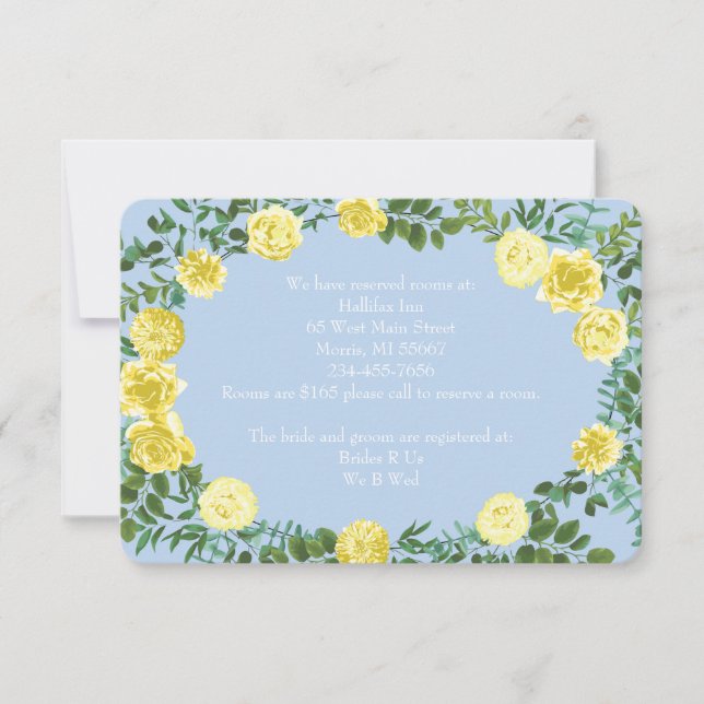 Invitation Rose jaune et bleu clair Vintage Mariage de printe (Devant)
