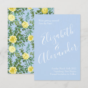 Invitation Rose jaune et bleu clair Vintage Mariage de printe