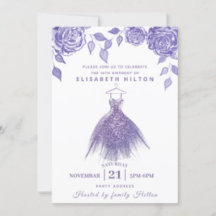 Invitation Rose Lilac robe de Parties scintillant moderne swe