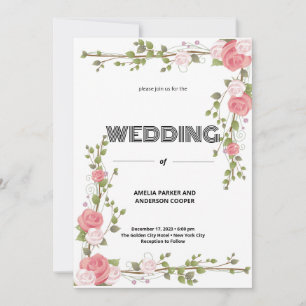 Invitation Rose Love et Arrière - plan blanc Mariage