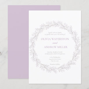 Invitation Rose lunatique Mauve Mariage de couronne