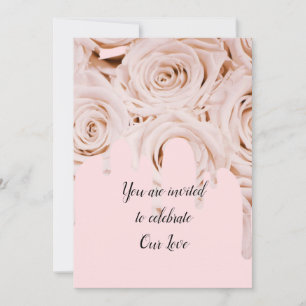 Invitation rose mariage goutte d'élégante calligraphie texte