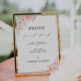 Invitation Rose Mariage Photo Livre d'or Modèle,