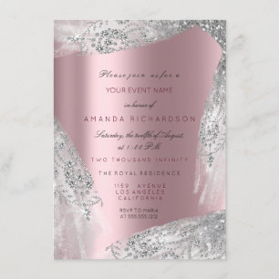 Invitation Rose Mauve Argent Rose Grise Douce 16e Mariée
