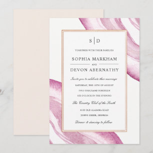 Invitation Rose mauve de l'invitation de mariage de tranche