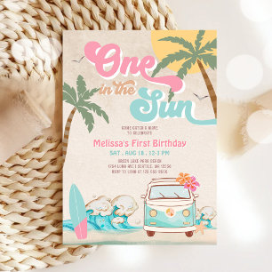 Invitation Rose Menthe Un dans le Soleil Surfant 1er Annivers