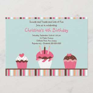 Invitation rose mignonne de fête d'anniversaire de
