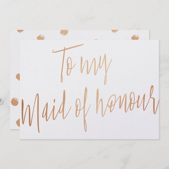 Invitation Rose moderne chic or à ma servante d'honneur (Devant / Derrière)