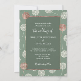 Invitation Rose moderne élégant or Dandelion Mariage vert