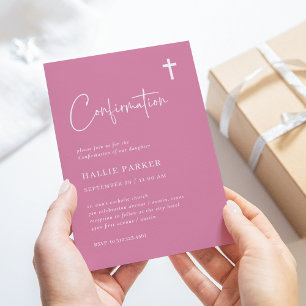 Invitation Rose moderne et minimaliste   Confirmations