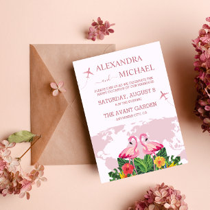 Invitation Rose moderne Gold Destination Passport Mariage Inv