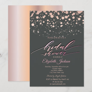 Invitation Rose moderne Gold Dots Fête des mariées gris