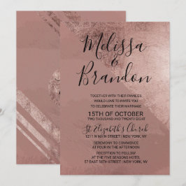 Invitation Rose moderne Gold Faux Foil Triangle Mariage