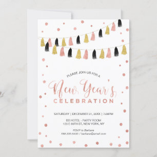 Invitation Rose moderne Gold New Years Eve Party