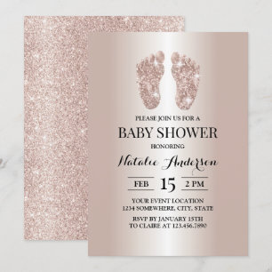 Invitation Rose moderne Parties scintillant or Baby shower pi